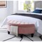Inspired Home Leandra Linen or Velvet Storage Ottoman-Half Moon-Upholstered-Tufted-Nailhead Trim- Modern and Functional by Inspired